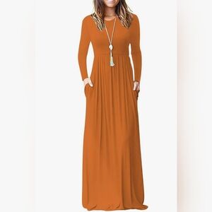 Zenana Flowy Maxi Dress with Pockets | Coffee Brown | Shirred Waist | S–1X